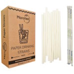 200pcs Biodegradable Straws - White - Individually Wrapped