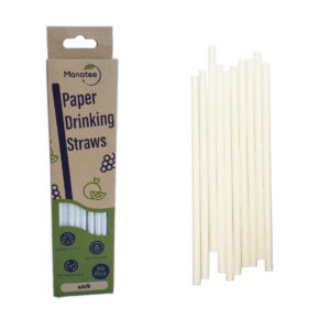 50pcs Biodegradable Straws - White - Boxed and Unwrapped