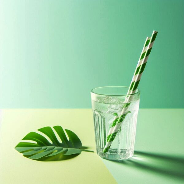 200pcs Biodegradable Straws - Green and White - Individually Wrapped - Image 3