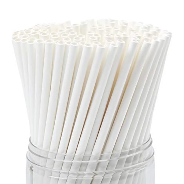 200pcs Biodegradable Straws - White - Individually Wrapped - Image 2